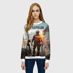 Свитшот женский Солдаты из Battlefield 6, цвет: 3D-белый — фото 2