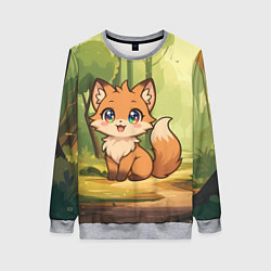 Свитшот женский Кавайная лисичка - аниме, цвет: 3D-меланж