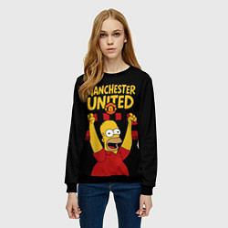 Свитшот женский Манчестер Юнайтед и Гомер Симпсон, цвет: 3D-черный — фото 2