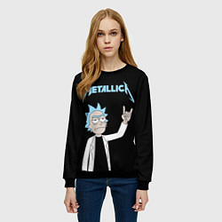 Свитшот женский Metallica и Рик рокер из Рик и Морти, цвет: 3D-черный — фото 2