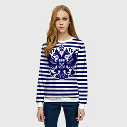 Свитшот женский ВМФ - герб России, цвет: 3D-белый — фото 2