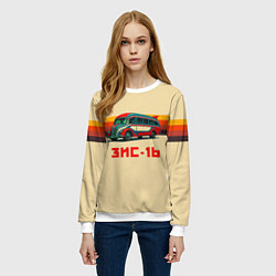 Свитшот женский Ретро автобус ЗИС-16 поп-арт, цвет: 3D-белый — фото 2