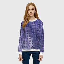 Свитшот женский Геометрический градиент фиолетовый, цвет: 3D-белый — фото 2