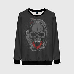 Свитшот женский Змеиный череп, цвет: 3D-черный