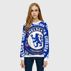 Свитшот женский Челси надписи по кругу и логотип, цвет: 3D-белый — фото 2