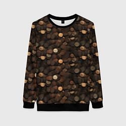 Свитшот женский Монеты - паттерн, цвет: 3D-черный