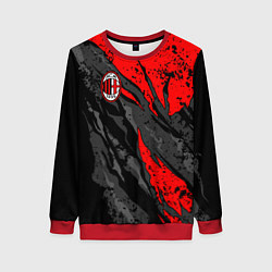 Свитшот женский Фк Милан - черный и красный, цвет: 3D-красный