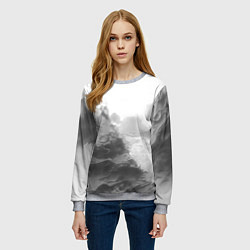 Свитшот женский Абстракция серые волны, цвет: 3D-меланж — фото 2