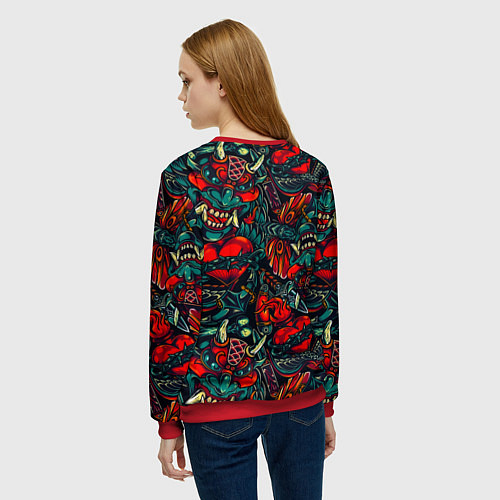 Женский свитшот Barcelona japan tatoo / 3D-Красный – фото 4