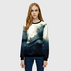 Свитшот женский Чёрно-синие абстрактные краски, цвет: 3D-черный — фото 2