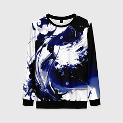 Свитшот женский Чёрно-фиолетовый абстракция волна, цвет: 3D-черный