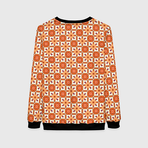 Женский свитшот Оранжевая цветочно-геометрическая текстура / 3D-Черный – фото 2