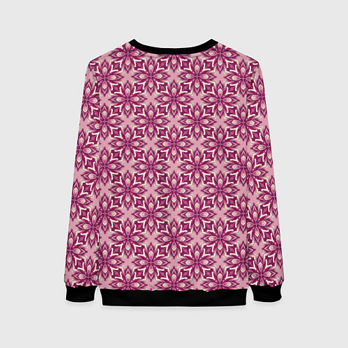 Женский свитшот Фиолетово-розовая цветочная текстура / 3D-Черный – фото 2