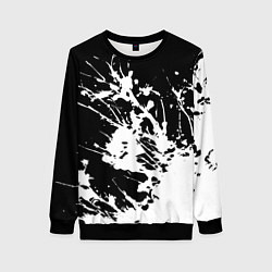 Свитшот женский Взрывная белая краска на чёрном, цвет: 3D-черный