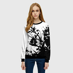 Свитшот женский Чёрная взрывная краска на белом, цвет: 3D-черный — фото 2
