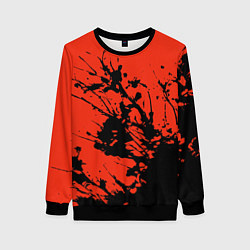 Женский свитшот Взрыв чёрной краски на красно-оранжевом