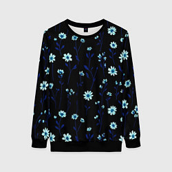 Женский свитшот Паттерн с маленькими синими цветами