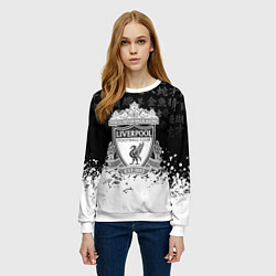 Свитшот женский Liverpool японские символы краски, цвет: 3D-белый — фото 2
