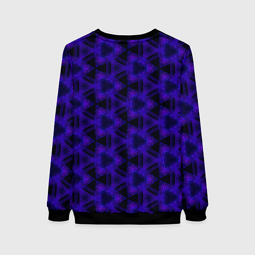 Женский свитшот Мерцающие треугольники индиго / 3D-Черный – фото 2