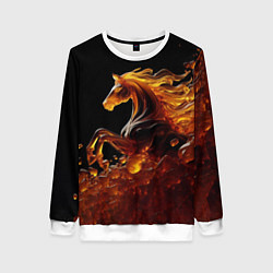 Свитшот женский Оранжево желтая лошадь созданная из янтаря, цвет: 3D-белый