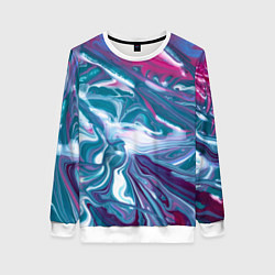 Женский свитшот Абстракция бело сине красный мрамор