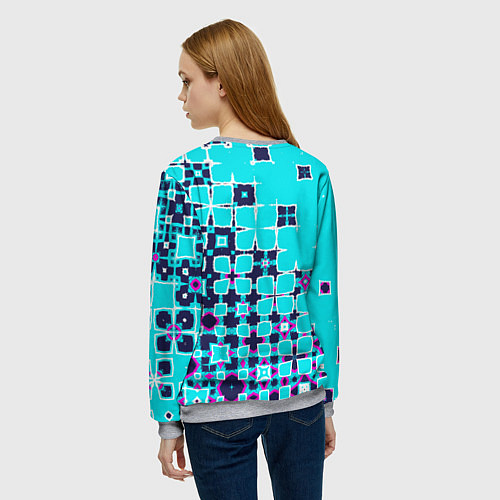Женский свитшот Геометрическая метаморфоза на бирюзе / 3D-Меланж – фото 4