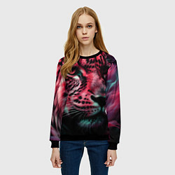 Свитшот женский Фантастический розовый леопард, цвет: 3D-черный — фото 2