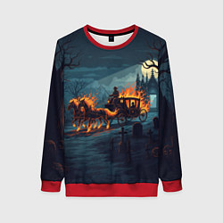 Свитшот женский Призраки в горящей конной повозке, цвет: 3D-красный