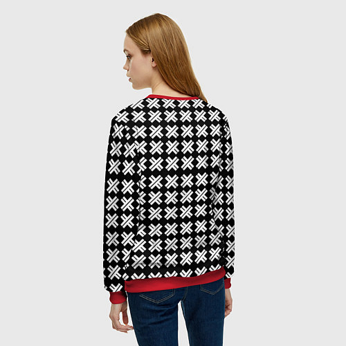 Женский свитшот Borussia pattern geometry / 3D-Красный – фото 4
