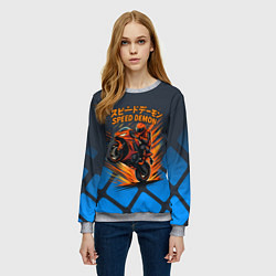 Свитшот женский Speed demon байкер, цвет: 3D-меланж — фото 2
