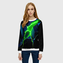 Свитшот женский Neon green glow, цвет: 3D-белый — фото 2