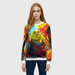 Свитшот женский Шрек осенний фон, цвет: 3D-белый — фото 2