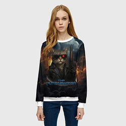 Свитшот женский The purrminator кот терминатор, цвет: 3D-белый — фото 2