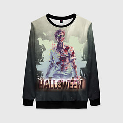 Свитшот женский Halloween зомби, цвет: 3D-черный