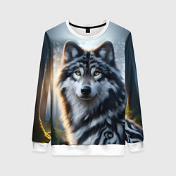 Свитшот женский Морда волка - Россия, цвет: 3D-белый