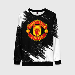 Свитшот женский Манчестер Юнайтед белые краски, цвет: 3D-черный