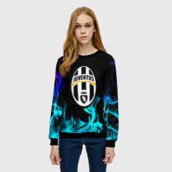 Свитшот женский Ювентус неоновый огонь, цвет: 3D-черный — фото 2