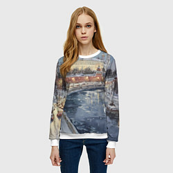 Свитшот женский Новогодние праздники в Москве, цвет: 3D-белый — фото 2