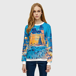 Свитшот женский Московские новогодние каникулы, цвет: 3D-белый — фото 2