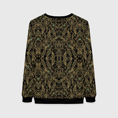 Женский свитшот Славяно - русский орнамент узоры с позолотой / 3D-Черный – фото 2