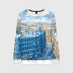 Свитшот женский Зимний утренний Питер, цвет: 3D-белый