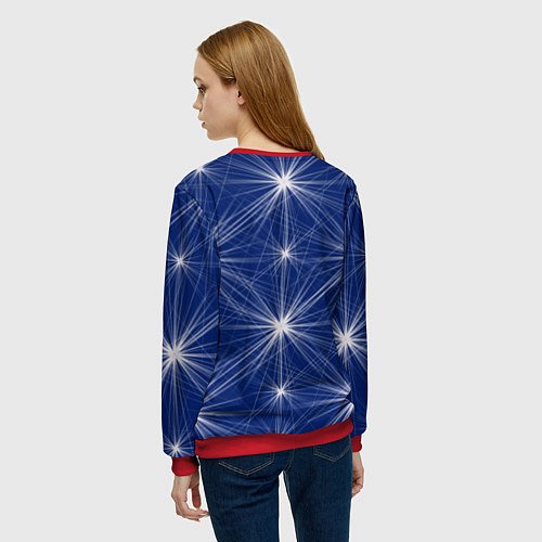 Женский свитшот Звезды на синем фоне / 3D-Красный – фото 4