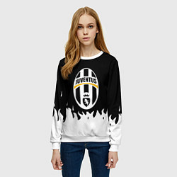 Свитшот женский Ювентус белый огонь текстура, цвет: 3D-белый — фото 2