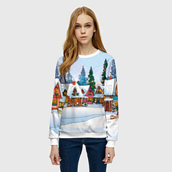 Свитшот женский Новогодник дворик, цвет: 3D-белый — фото 2