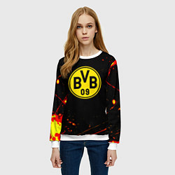 Свитшот женский Боруссиа огненные краски текстура, цвет: 3D-белый — фото 2