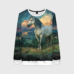 Свитшот женский Конь маслом, цвет: 3D-белый
