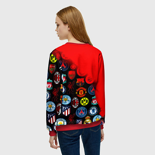 Женский свитшот Манчестер Юнайтед логотипы команд / 3D-Красный – фото 4