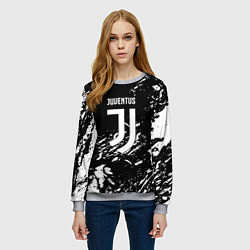 Свитшот женский Juventus белые штрихи красок, цвет: 3D-меланж — фото 2