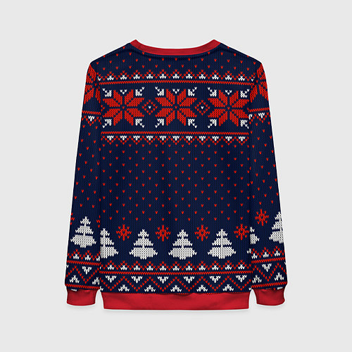 Женский свитшот Новогодний вязаный узор / 3D-Красный – фото 2