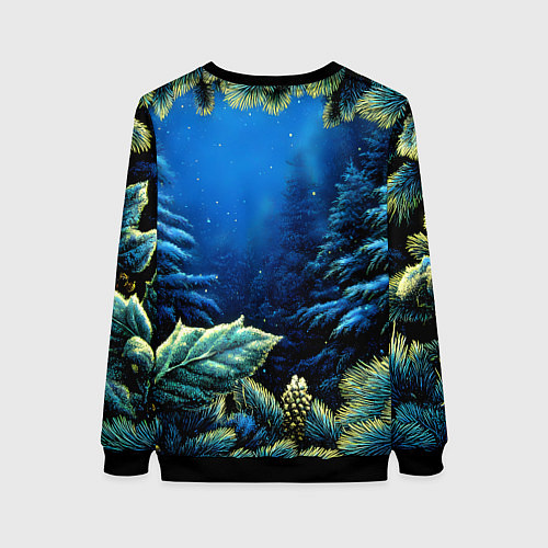 Женский свитшот С новым годом - елочные ветки / 3D-Черный – фото 2